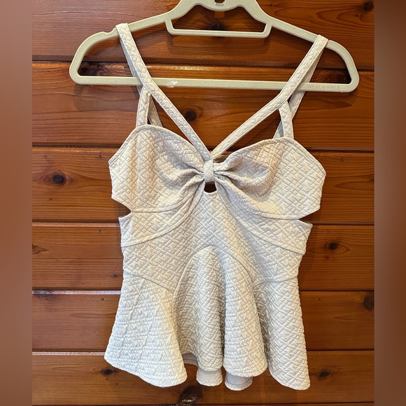 Free People Tops - Free People Cream Textured Camisole with Bow